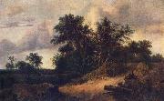 RUISDAEL, Jacob Isaackszon van Landscape with a House in the Grove about 1646 oil painting on canvas